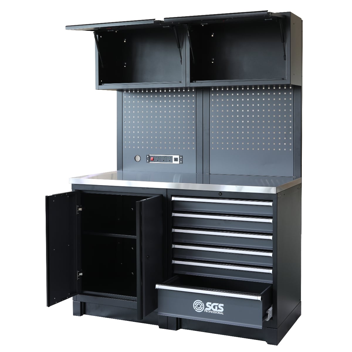 SGS Pro 6 Pc Heavy Duty Storage System with Powerstrip | Cabinet